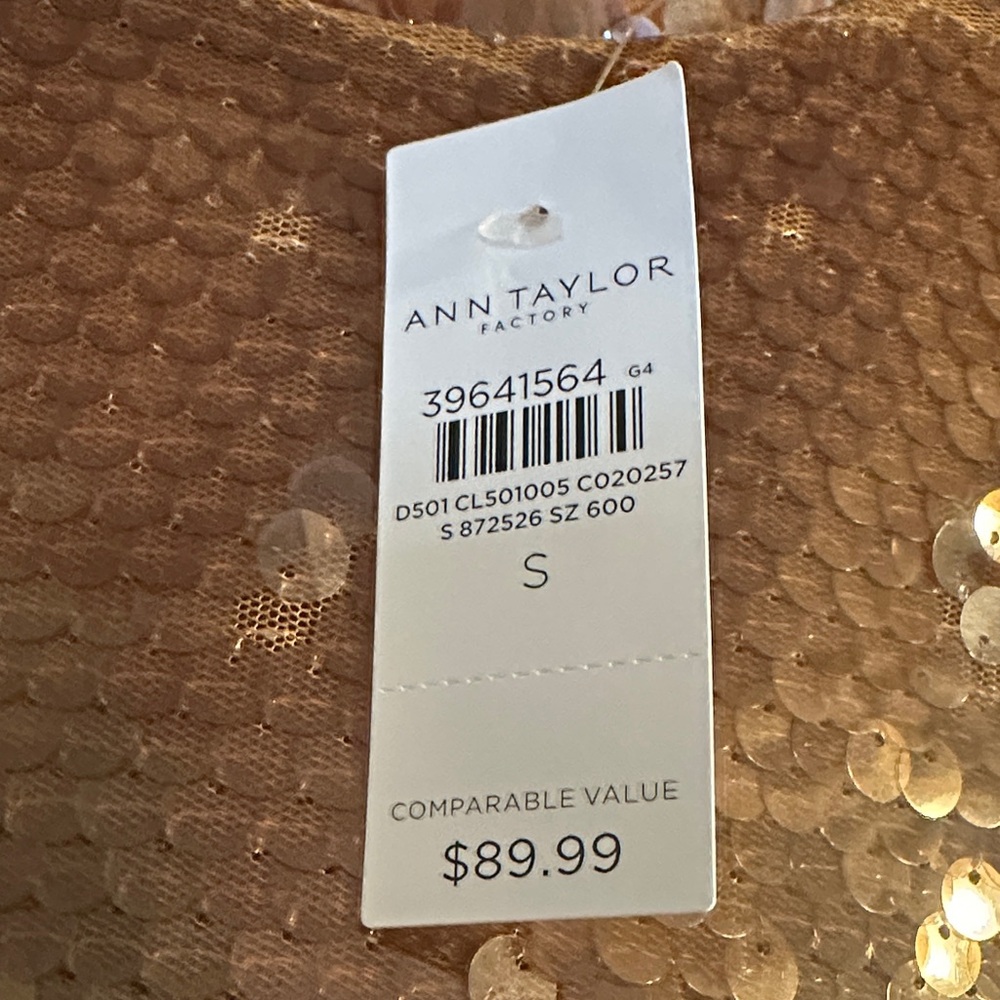 Ann Taylor Shimmering Bronze Sequin Crop Top - Picture 2 of 3